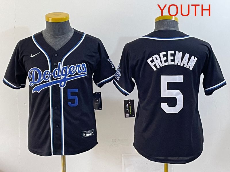 Youth 2025 Los Angeles Dodgers #5 Freeman Black Three generations Fashion Nike MLB Jersey style 2